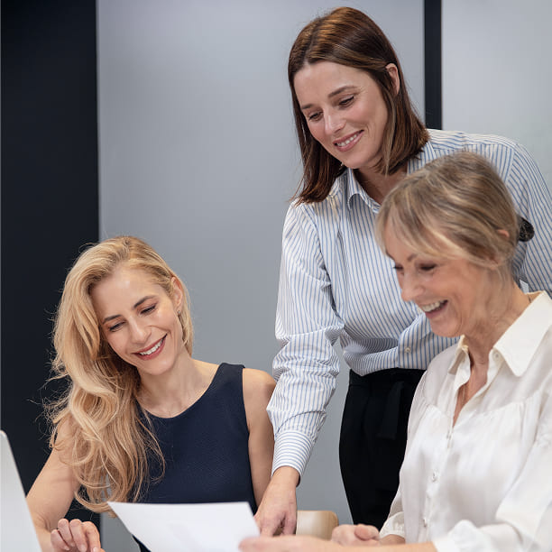 Corporate business advisor explaining financial information during sale preparation